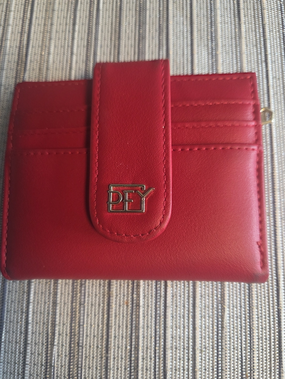 Red Leather Card Holder with Gold PFY Logo